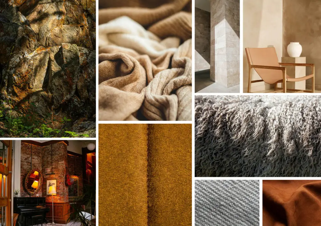 Collage of images of various textures from various materials